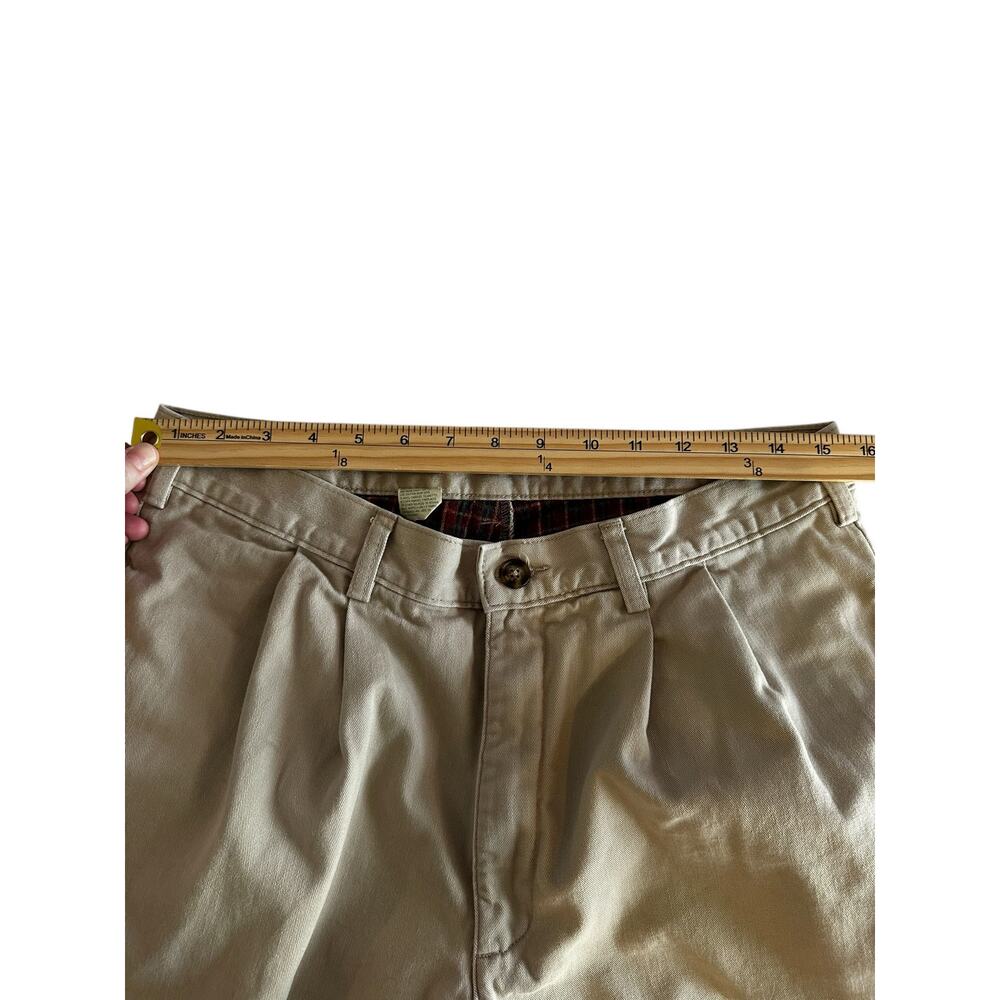 Vintage L.L. Bean Flannel Lined Khaki Pants 33x33 Pleated Tan Gorpcore Cabincore - Picture 4 of 8